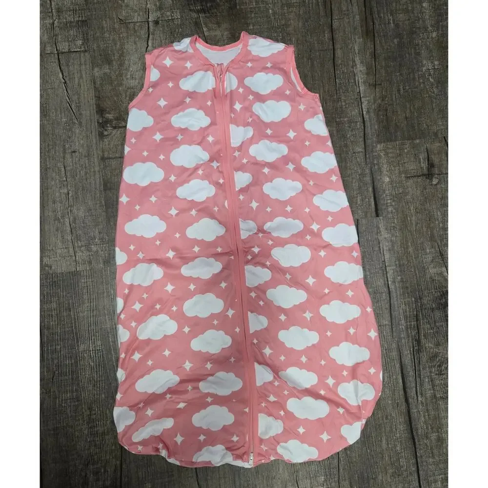 Guntail Baby Sleep Sack Size Large Pink White Cloud Print Wearable Blanket